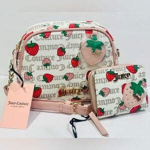 Juicy Couture Freshly Picked Strawberry Camera Crossbody Bag / Matching Wallet